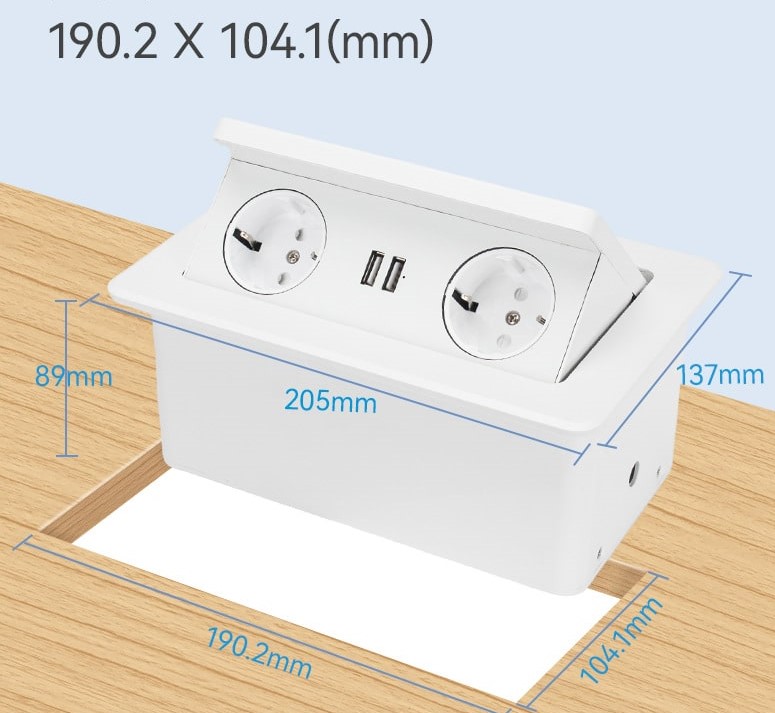 Pneumatska podna izvlačna utičnica, 2xŠUKO+USB A/C